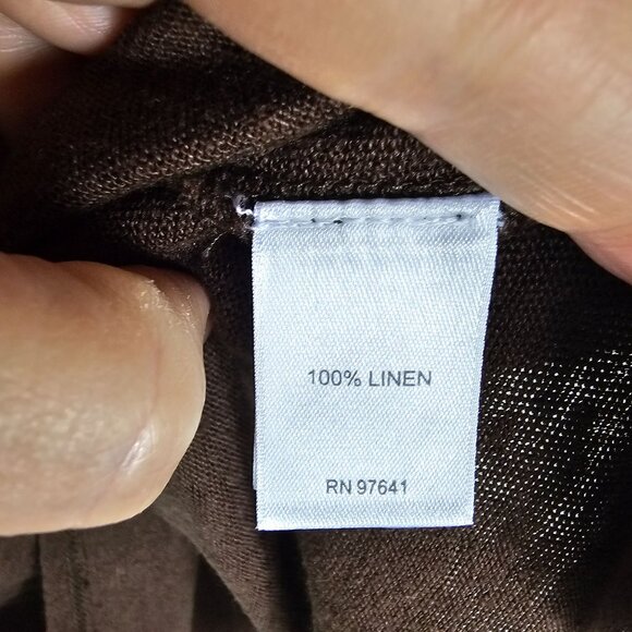 J. Jill Love Linen Brown Ruffle Sleeve Top L Boatneck Coastal Breathable Linen - Picture 5 of 8